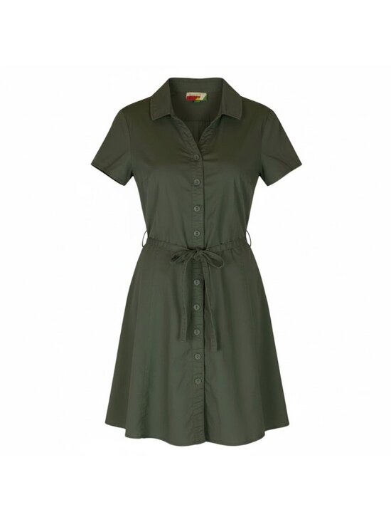 Fervour Dresses & Skirts - Fervour Womens Olive Green Button-Front A-Line Shirt Dress Sz Small Cap Sleeves